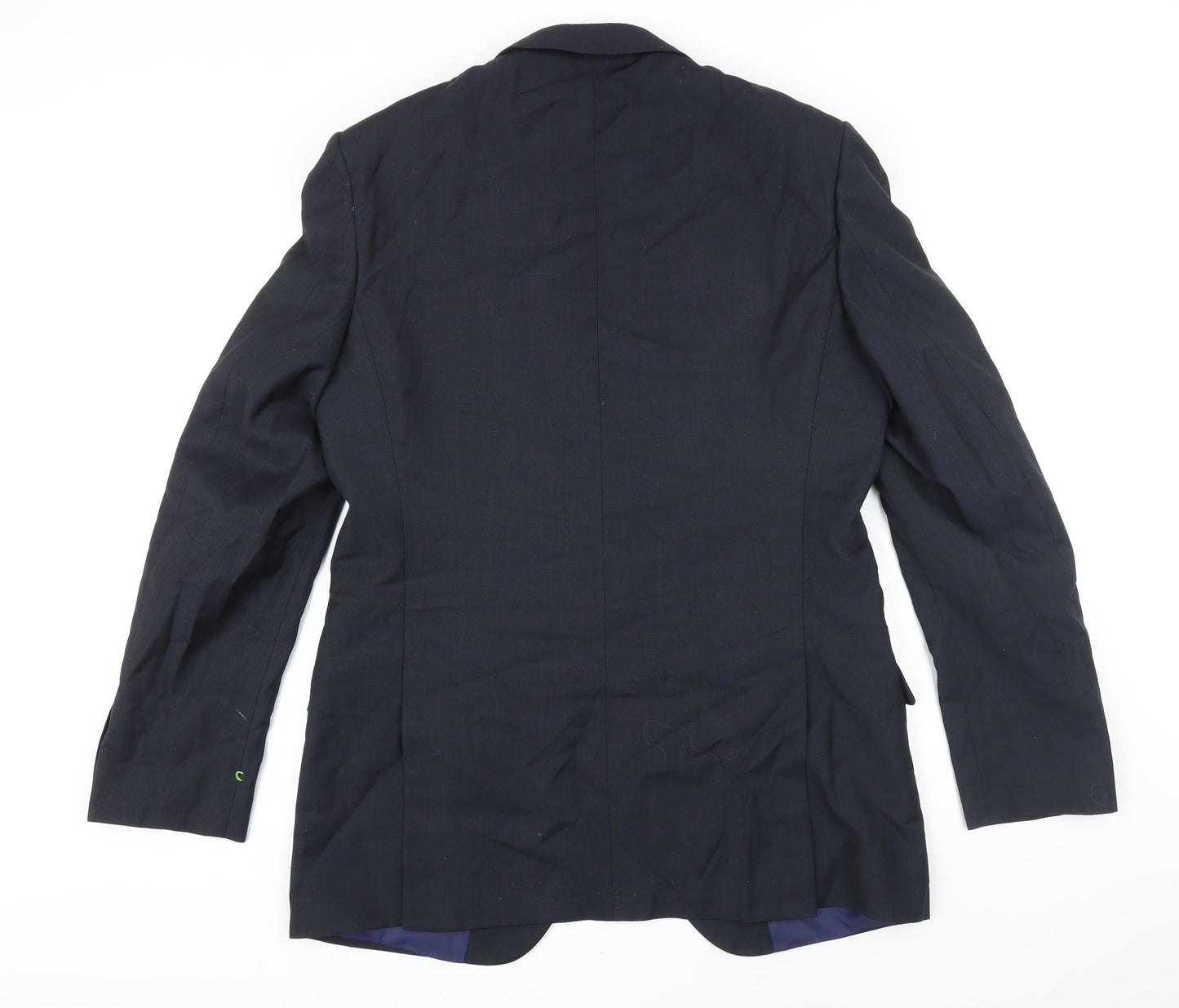 M&S Mens Black Polyester Jacket Blazer Size 40 Big & Tall