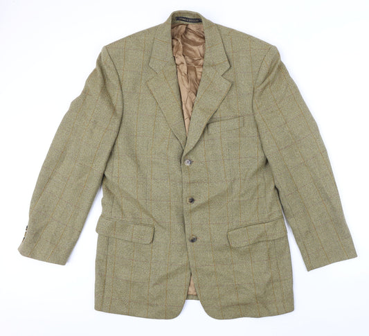 M&S Mens Brown Striped Wool Jacket Blazer Size 40 Regular
