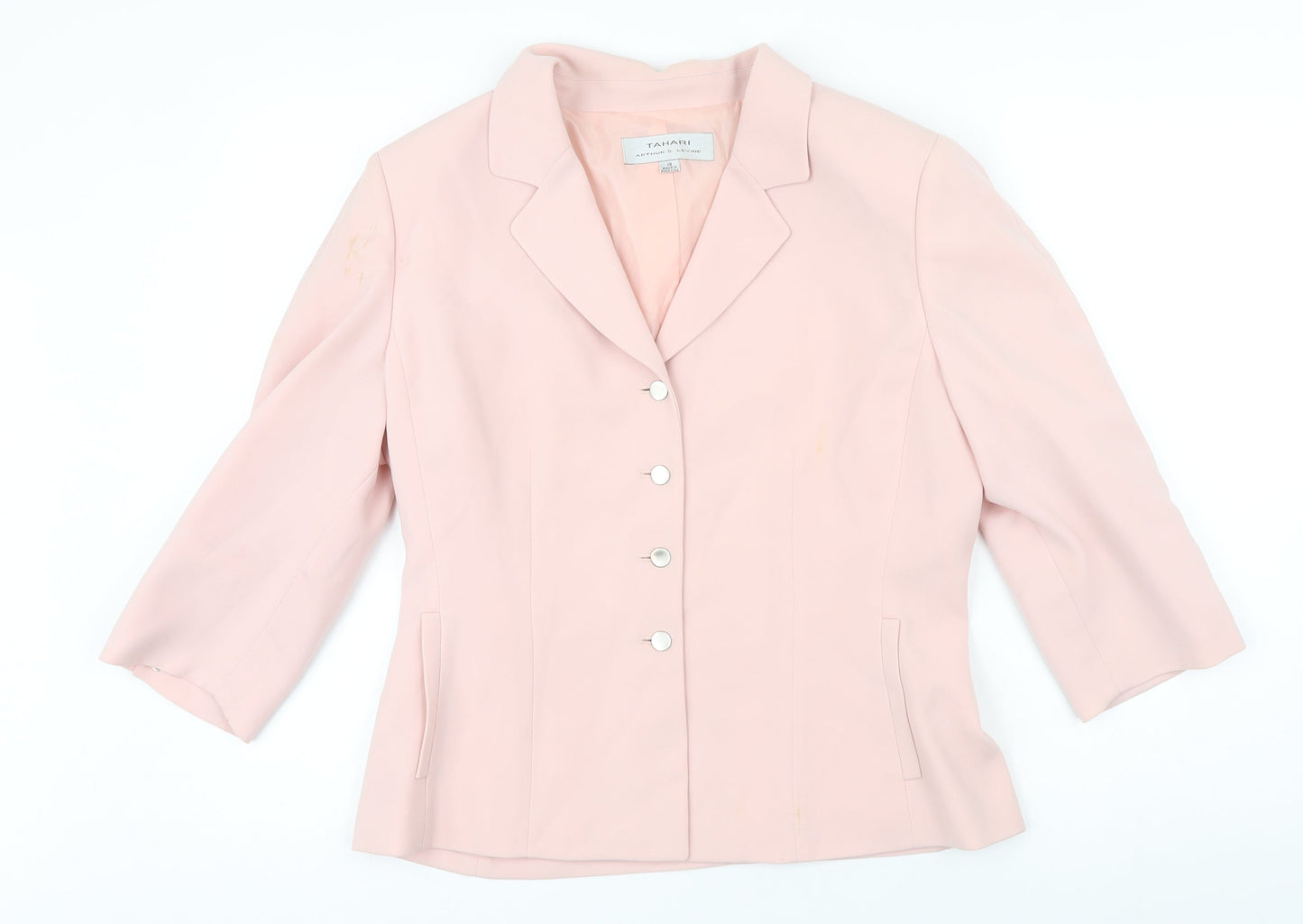 Tahari Womens Pink Jacket Blazer Size 10 Button