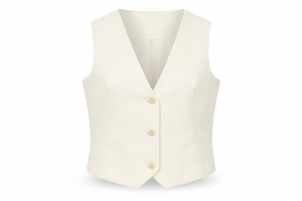 Motel Mens Ivory Polyester Jacket Suit Waistcoat Size L Regular