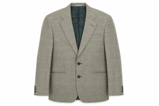 Pinstripe Mens Brown Check Polyester Jacket Blazer Size 38 Regular
