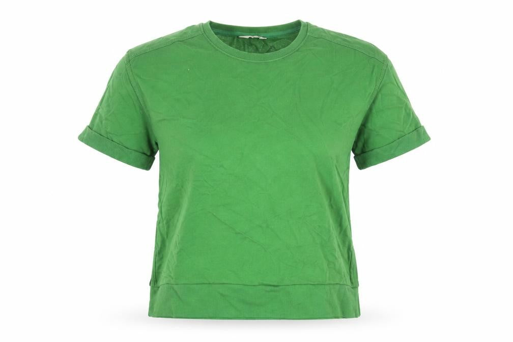 Per Una Womens Green Cotton Basic T-Shirt Size S Round Neck