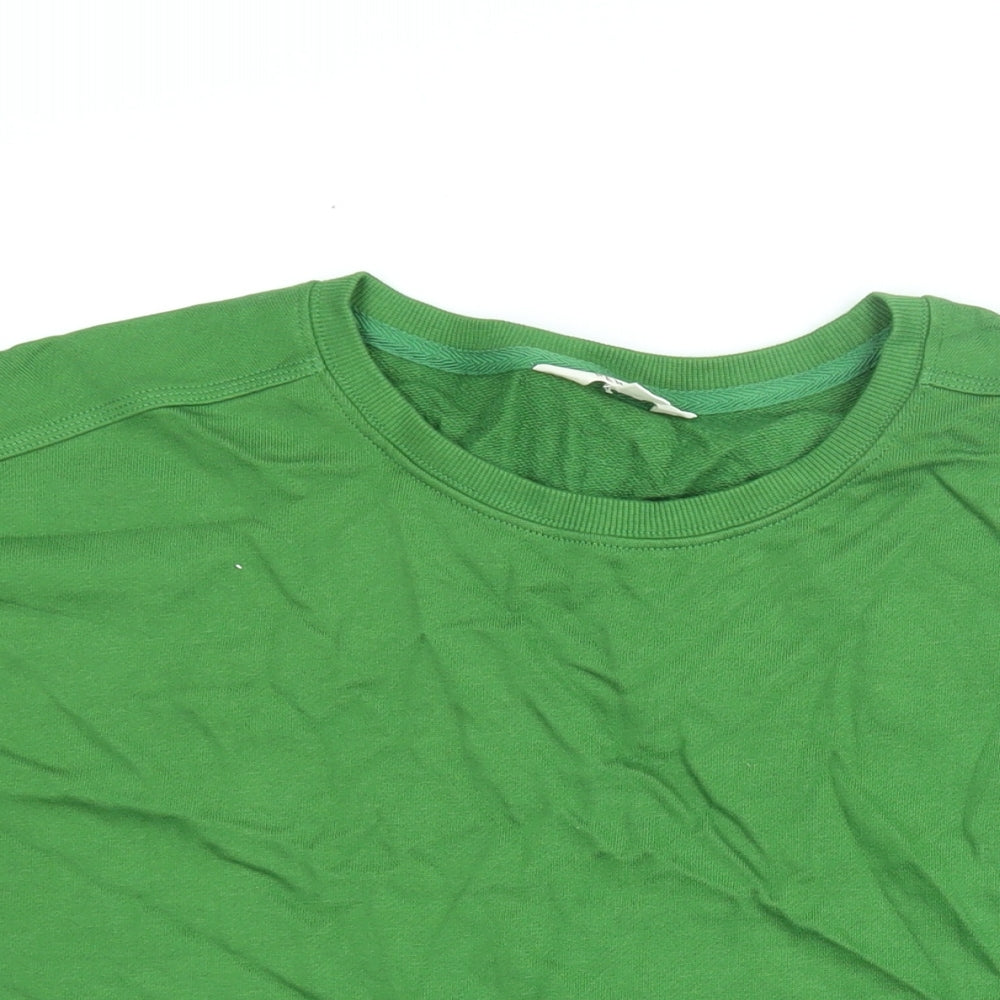Per Una Womens Green Cotton Basic T-Shirt Size S Round Neck