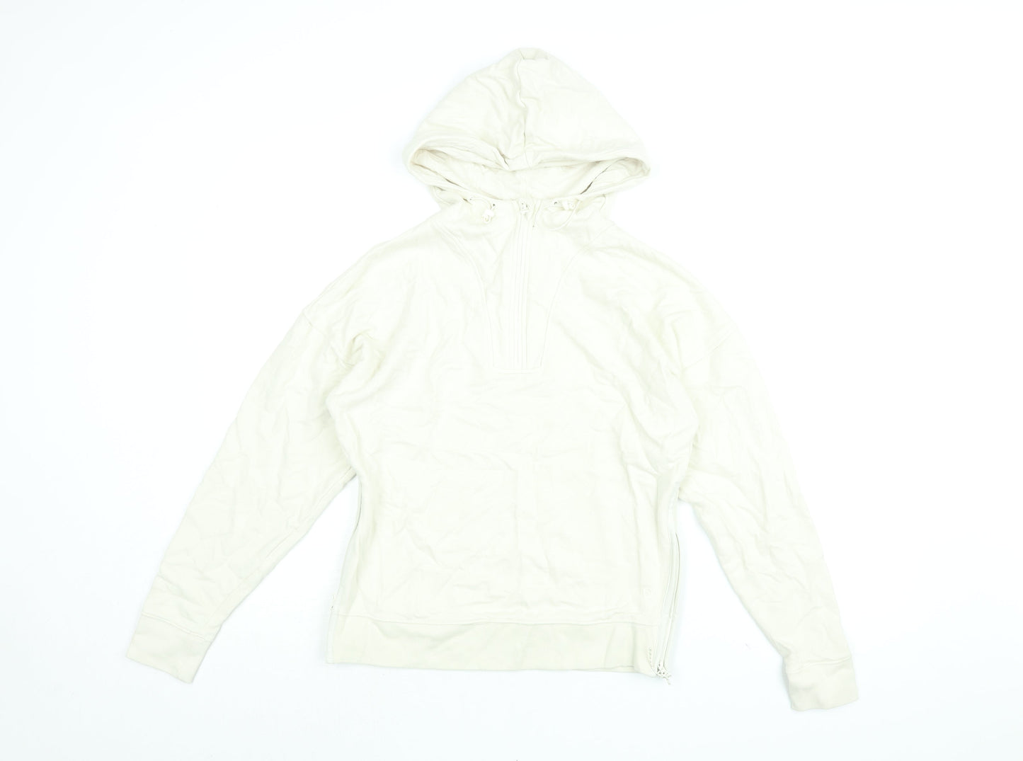 GOODMOVE Womens Beige Cotton Pullover Hoodie Size 6 Zip