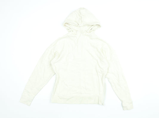 GOODMOVE Womens Beige Cotton Pullover Hoodie Size 6 Zip