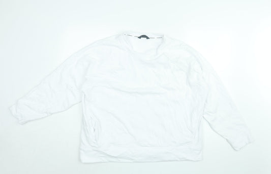 GOODMOVE Womens White Cotton Pullover Sweatshirt Size 18 Pullover