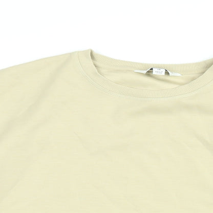 Close-up detail of Autograph women’s beige polyester pullover sweatshirt, size UK 14, pullover