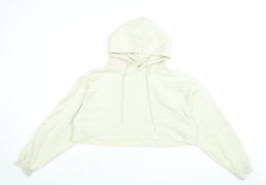 PRETTYLITTLETHING Womens Beige Cotton Pullover Hoodie Size S Pullover