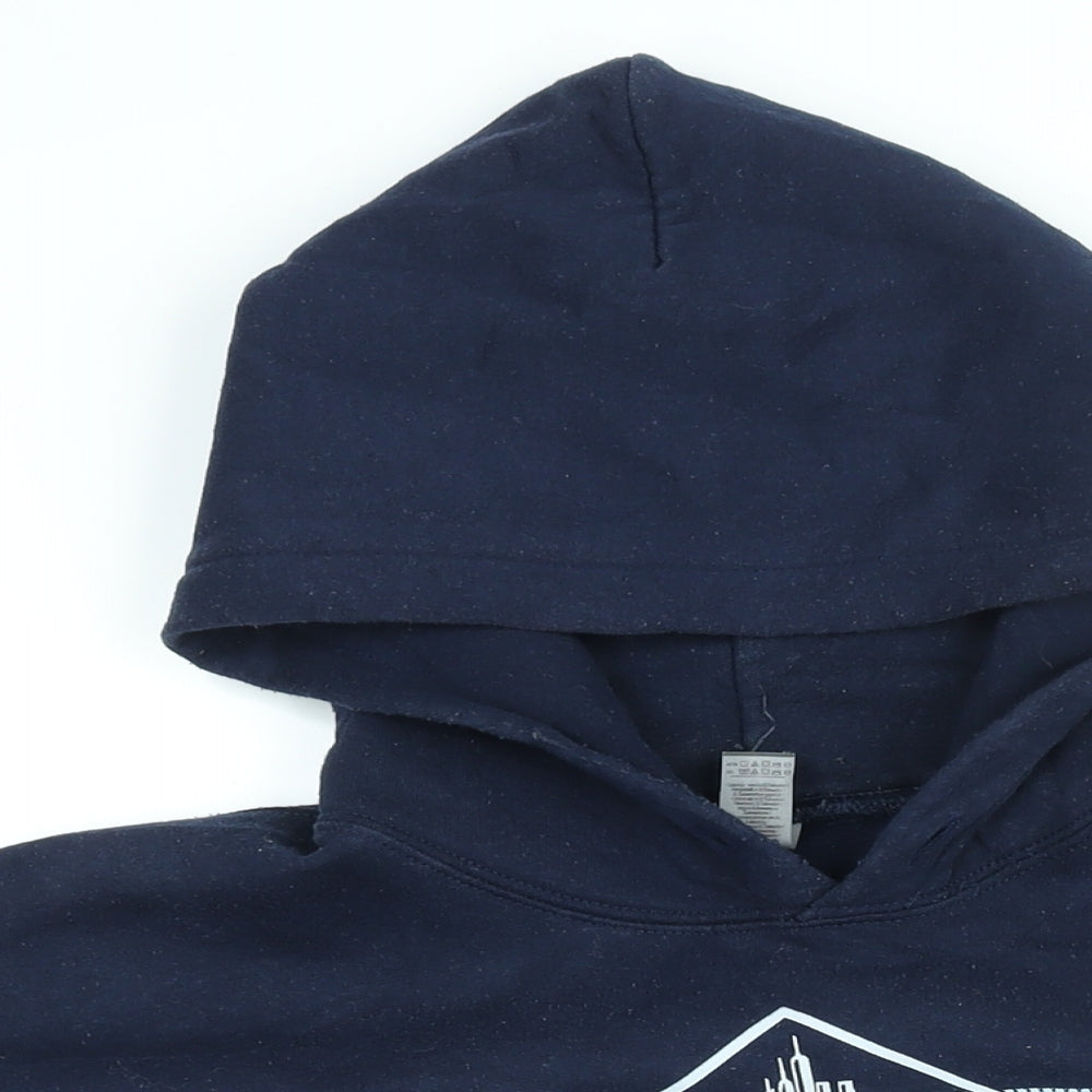 Gildan Mens Blue Cotton Pullover Hoodie Size L - New York