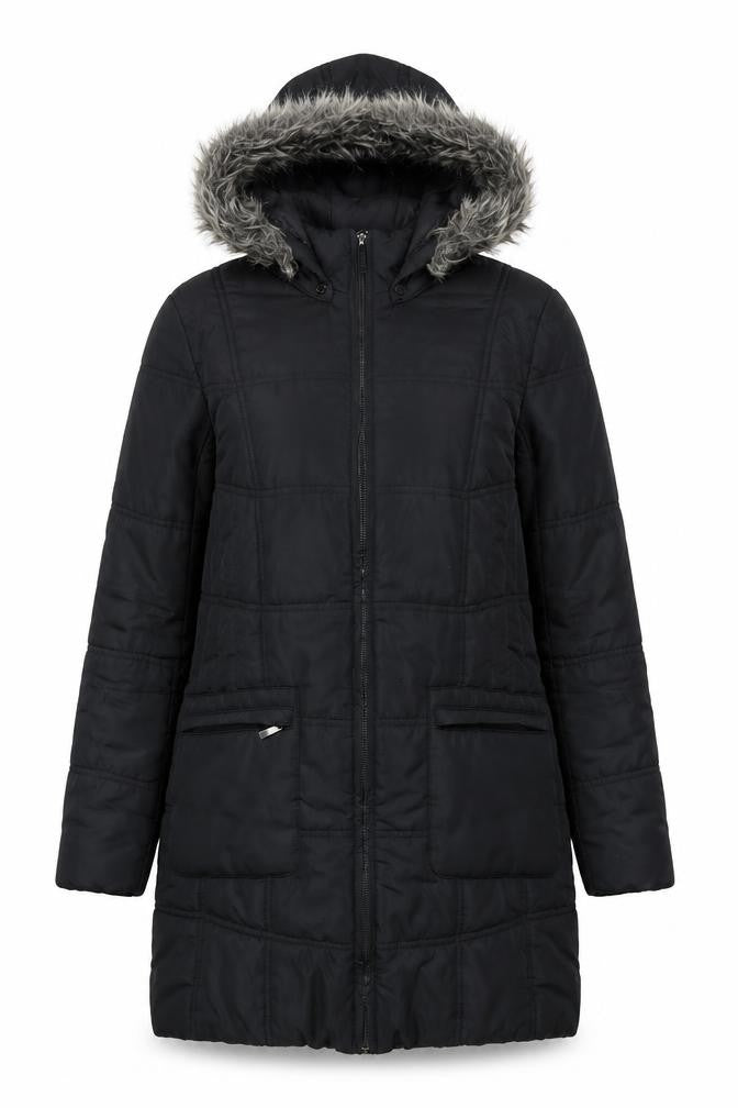 Debenhams Womens Black Overcoat Coat Size 10 Zip