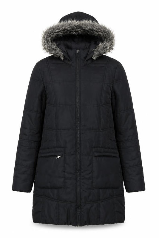 Debenhams Womens Black Overcoat Coat Size 10 Zip