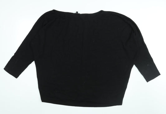 Friends Like These Womens Black Polyester Basic T-Shirt Size 22 Round Neck