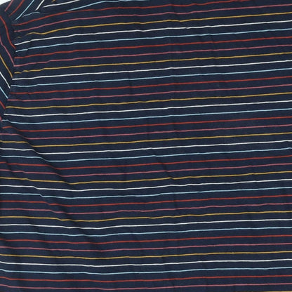 Marks & Spencer Womens Blue Striped Cotton Basic T-Shirt Size L Round Neck