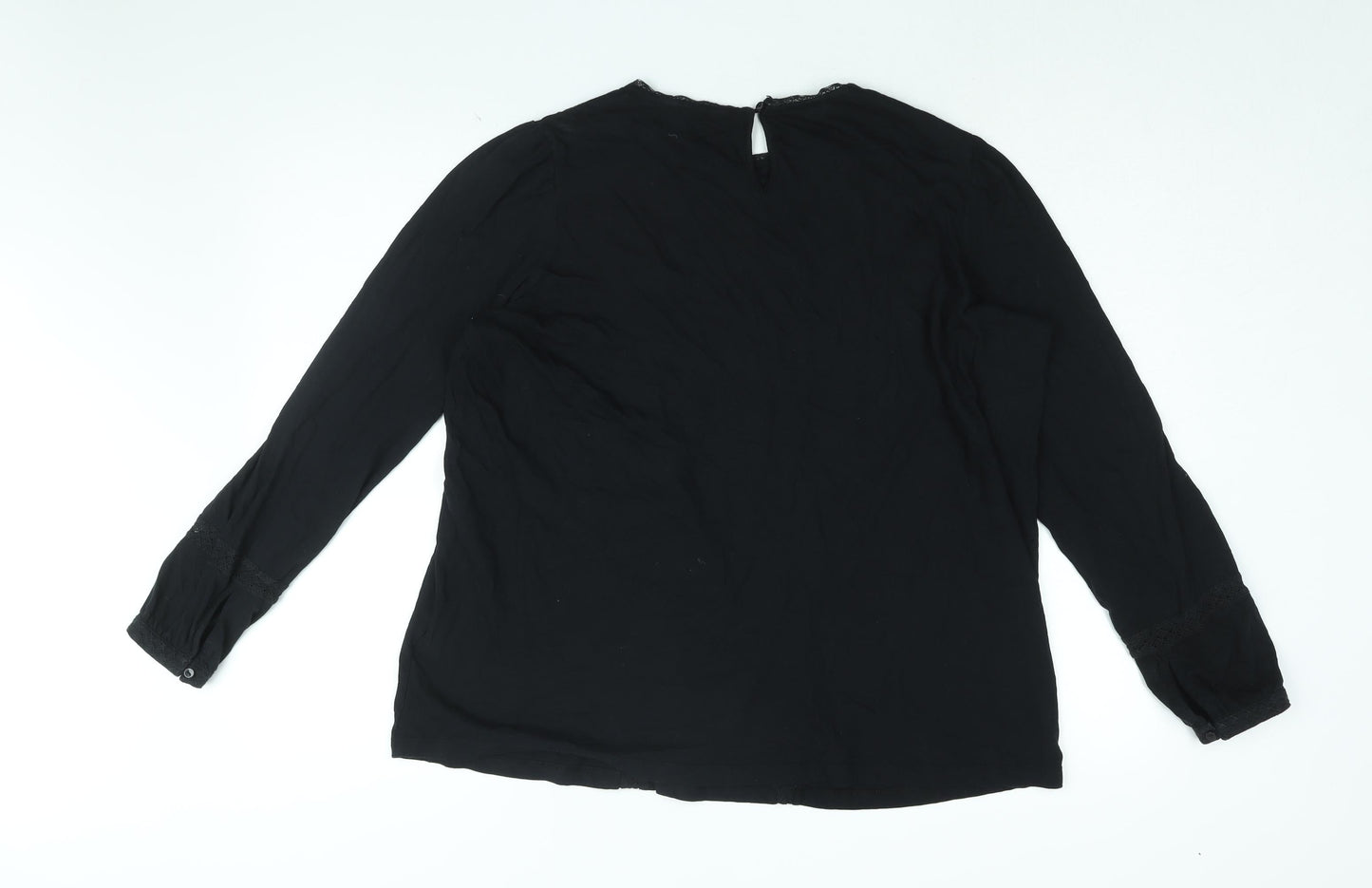 Marks and Spencer Womens Black Cotton Basic T-Shirt Size 14 Round Neck