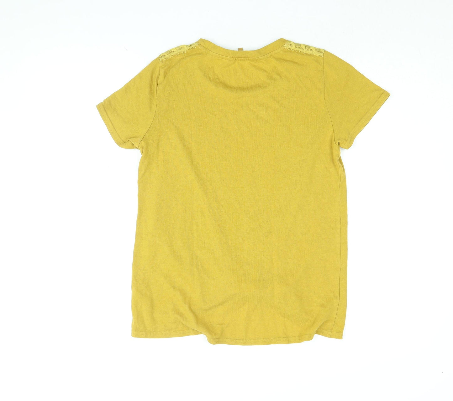NEXT Womens Yellow Polyester Basic T-Shirt Size 10 Round Neck