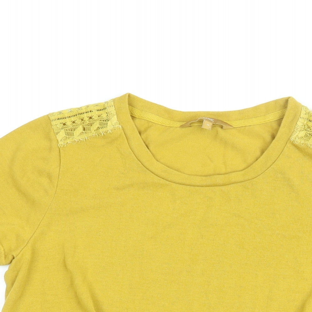 NEXT Womens Yellow Polyester Basic T-Shirt Size 10 Round Neck