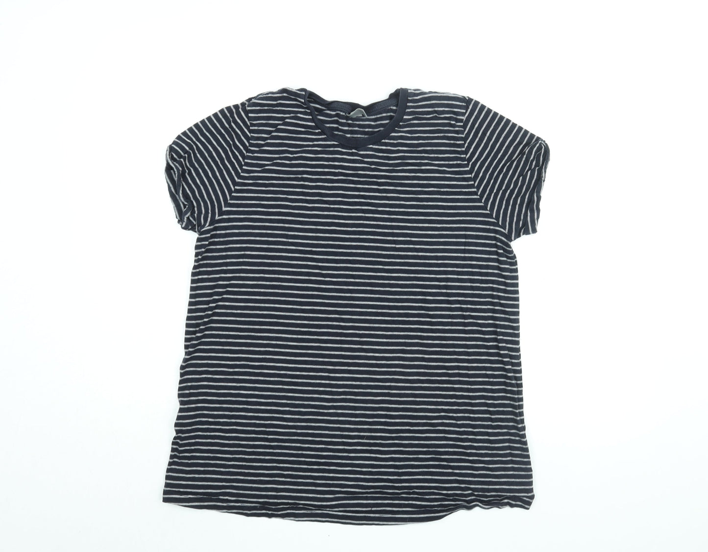 ASOS Womens Blue Striped Cotton Basic T-Shirt Size 12 Round Neck