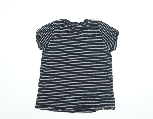 ASOS Womens Blue Striped Cotton Basic T-Shirt Size 12 Round Neck