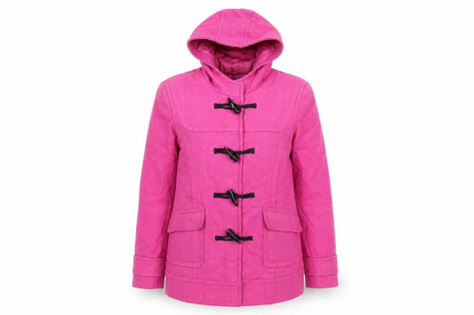 Front view of Dorothy Perkins women’s pink overcoat coat, size UK 12, snap