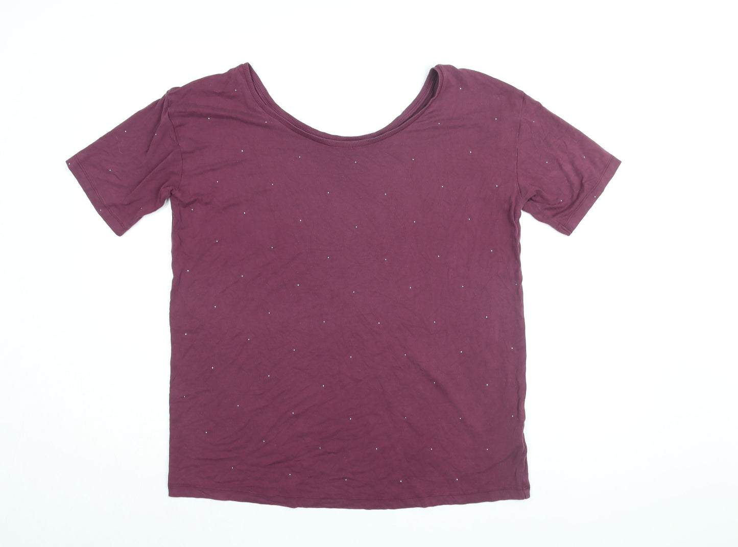 NEXT Womens Purple Viscose Basic T-Shirt Size 10 Round Neck