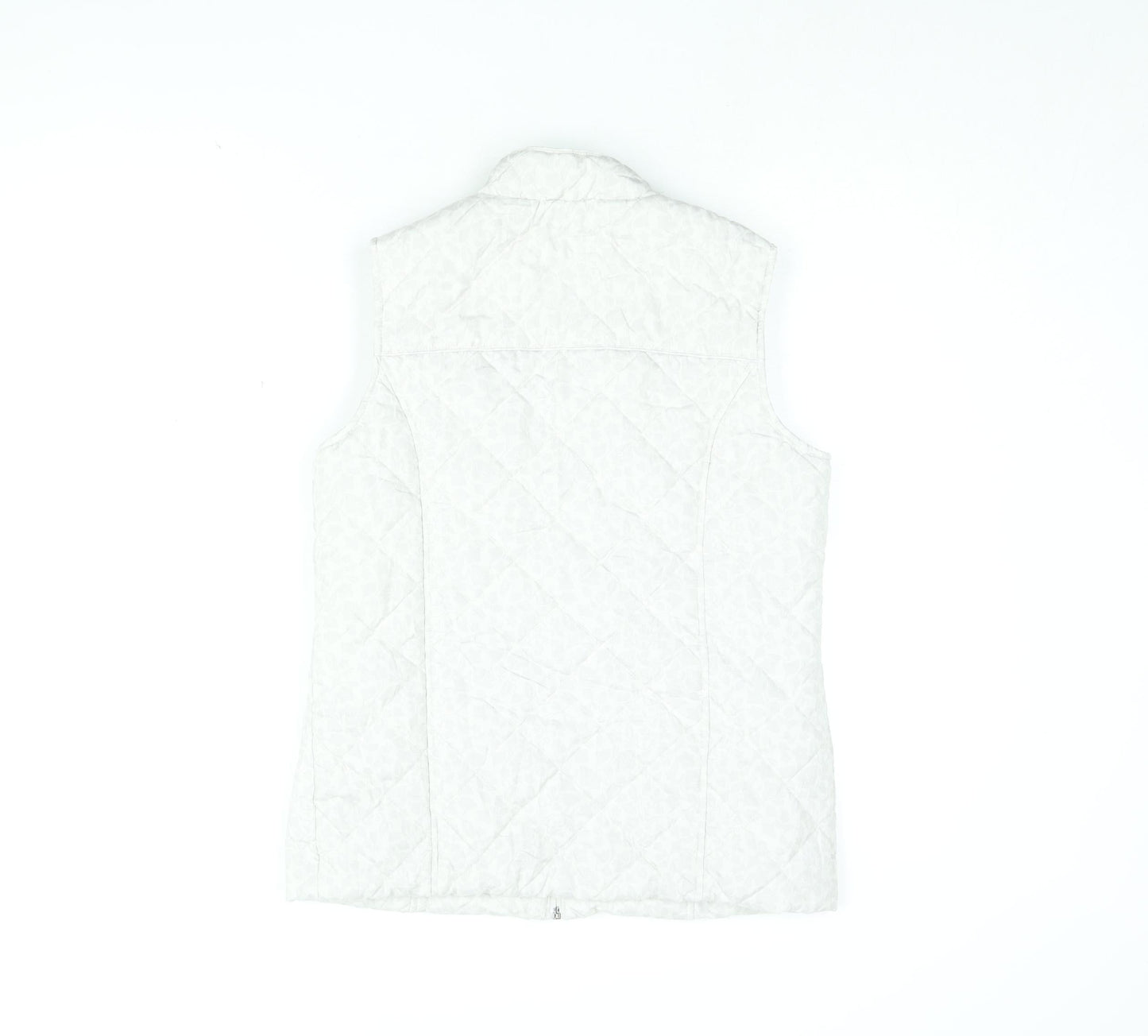 BM Collection Womens White Floral Gilet Coat Size 10 Zip