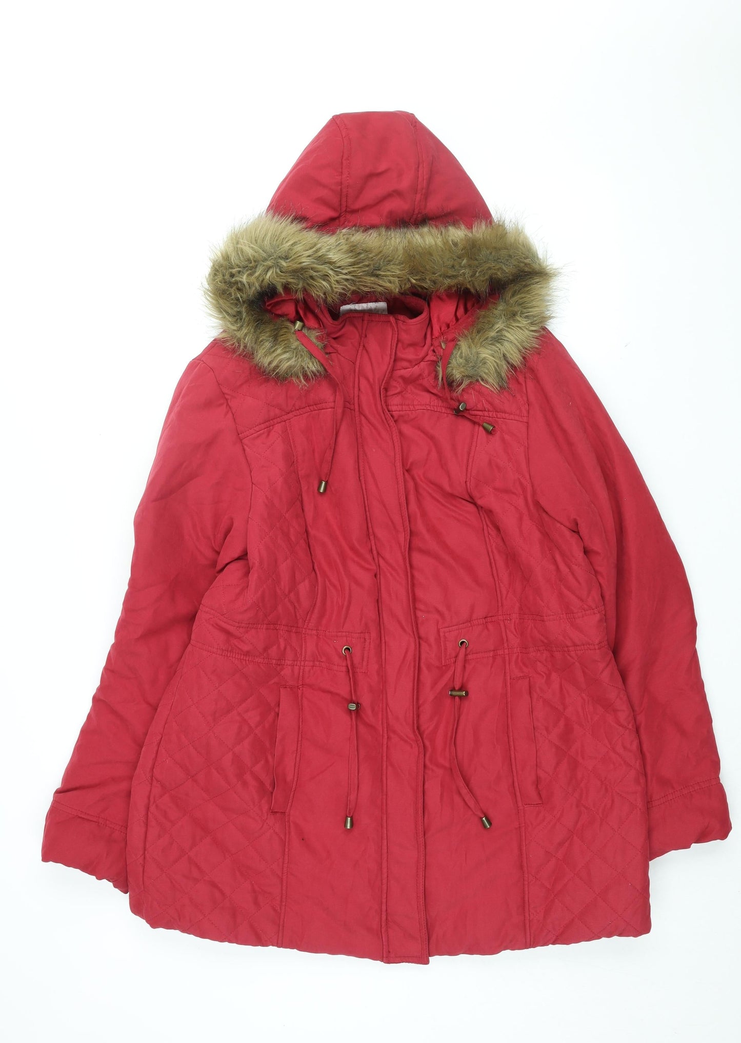 BHS Womens Red Overcoat Coat Size 18 Zip