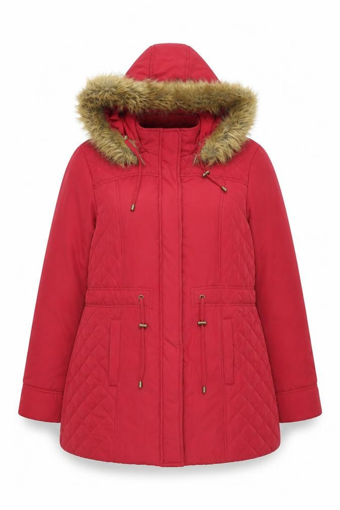 BHS Womens Red Overcoat Coat Size 18 Zip