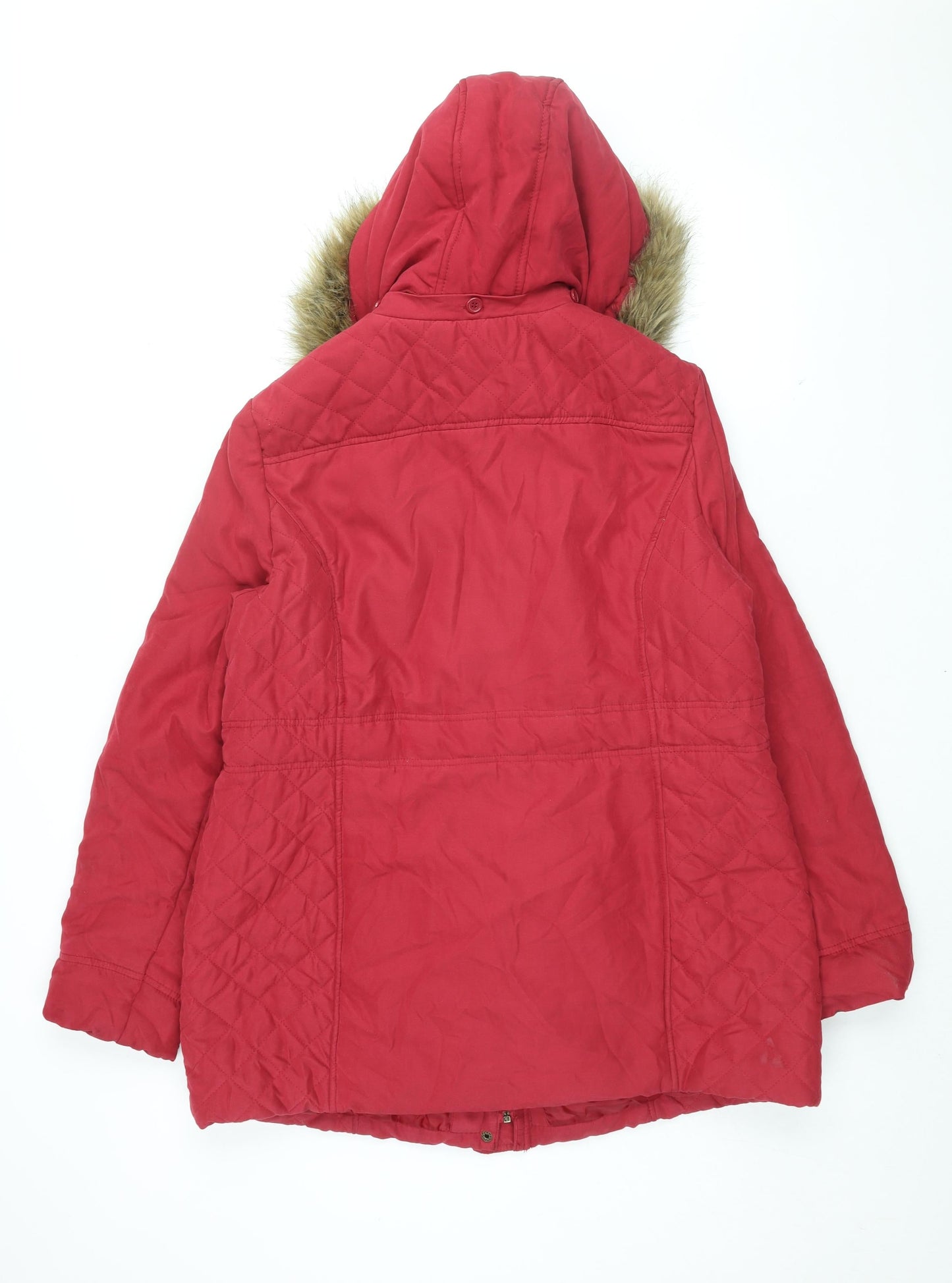 BHS Womens Red Overcoat Coat Size 18 Zip
