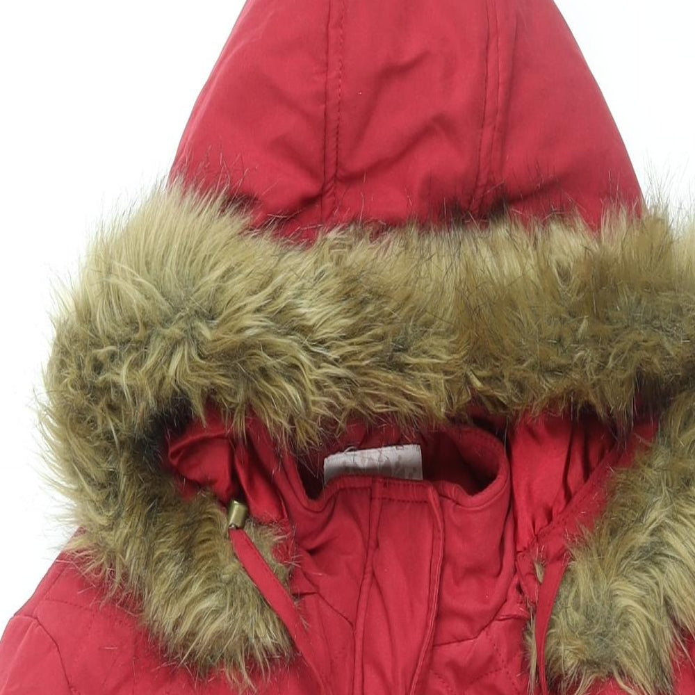 BHS Womens Red Overcoat Coat Size 18 Zip