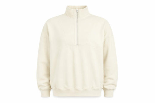 Boohoo Womens Beige Cotton Pullover Sweatshirt Size S Zip