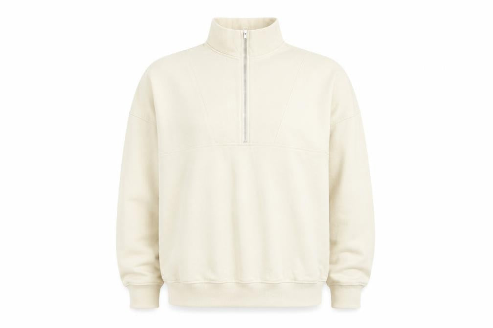 Boohoo Womens Beige Cotton Pullover Sweatshirt Size S Zip
