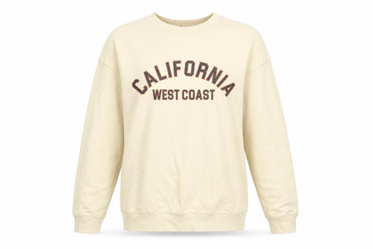 Boohoo Womens Beige Cotton Pullover Sweatshirt Size S Pullover - California West Coast