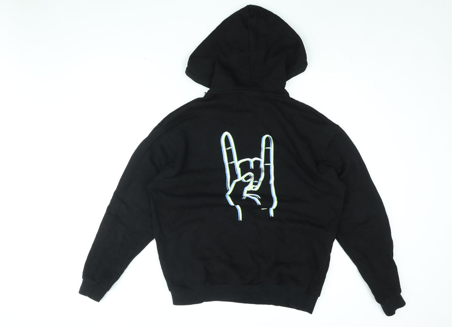 ASOS Mens Black Cotton Pullover Hoodie Size XS - Hand Sign
