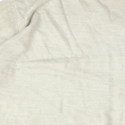 Brand and care label for Easy men’s beige v-neck acrylic jumper, size M, long sleeve