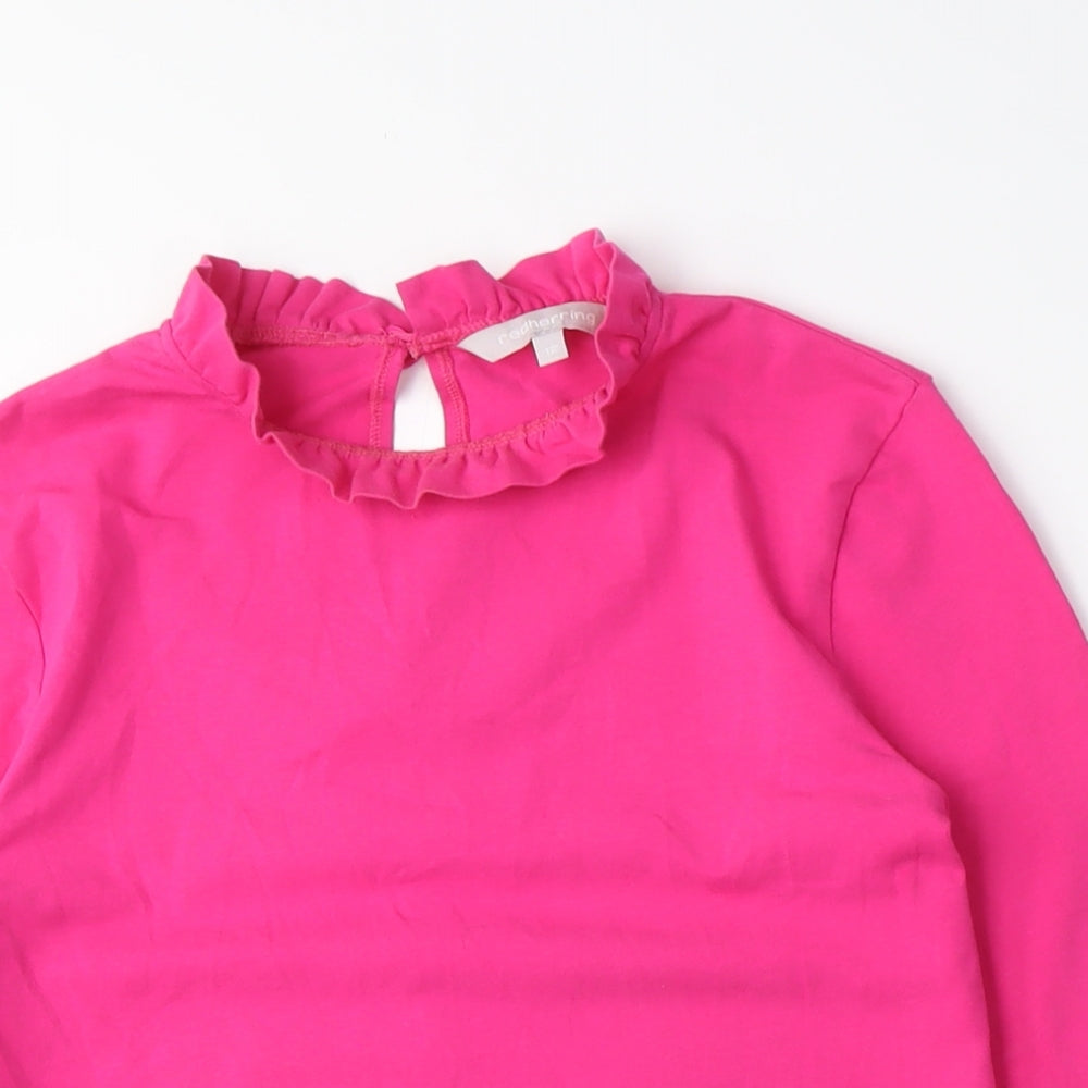 Red Herring Women's Pink Long Sleeve Blouse, Mock Neck, Size S