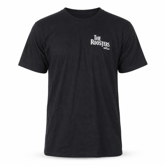 The Roosters Mens Black Cotton T-Shirt Size L Round Neck