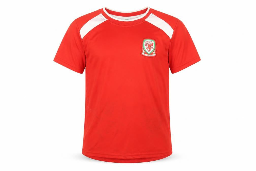 Wales Boys Red Polyester Basic T-Shirt Size 10-11 Years Round Neck Pullover - FA Wales