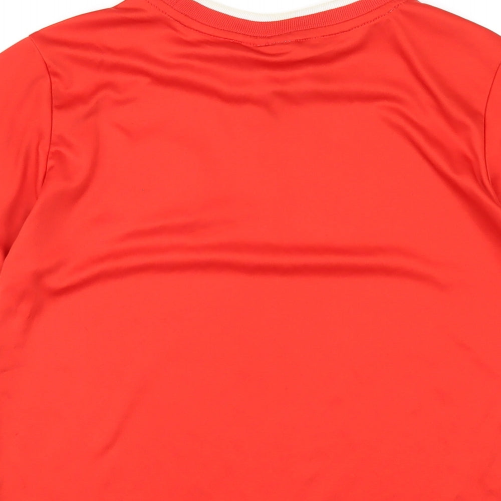 Wales Boys Red Polyester Basic T-Shirt Size 10-11 Years Round Neck Pullover - FA Wales