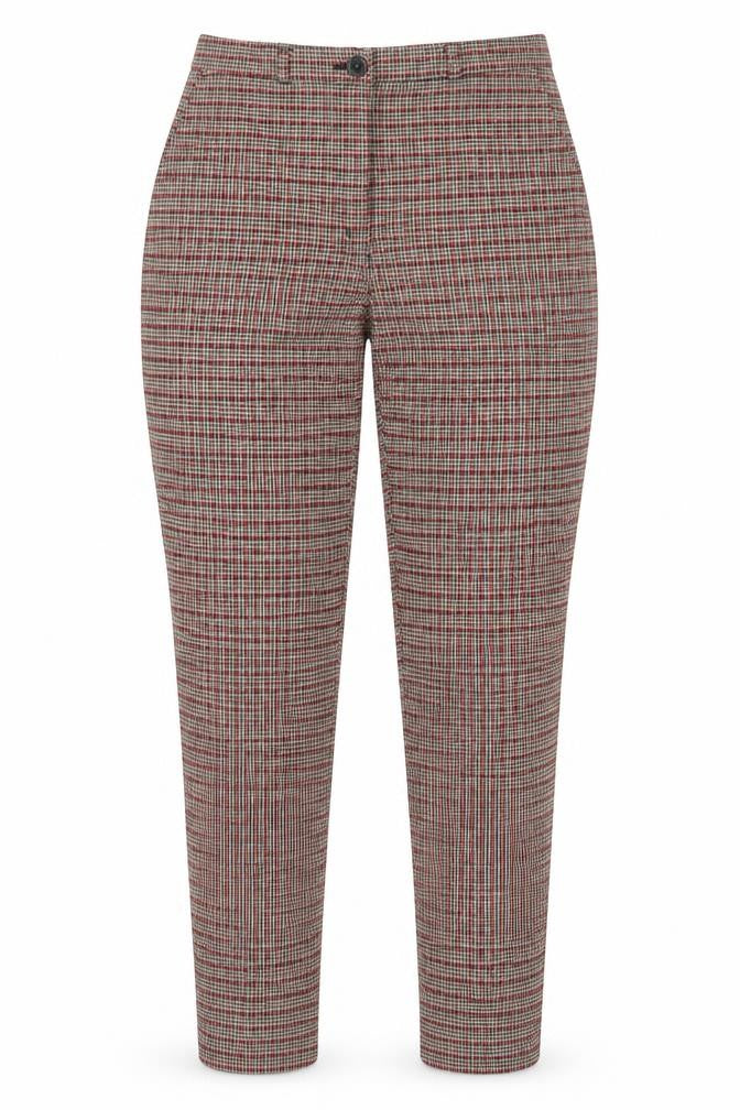 Monki Womens Red Plaid Polyester Trousers Size 8 L29 in Regular Zip