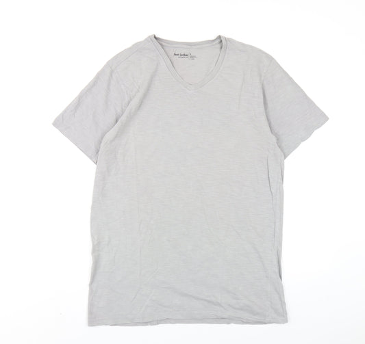 Foot Locker Mens Grey Cotton T-Shirt Size L V-Neck