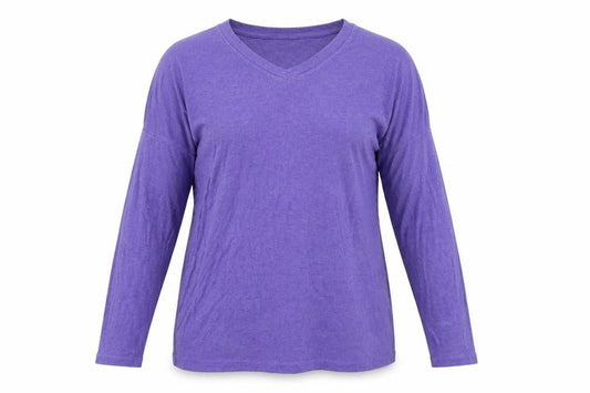 CAbi Womens Purple Viscose Basic T-Shirt Size M V-Neck