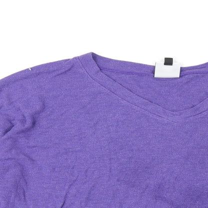 CAbi Womens Purple Viscose Basic T-Shirt Size M V-Neck