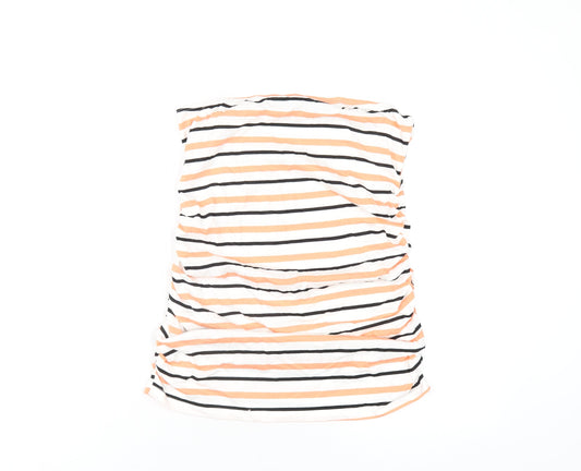 Dorothy Perkins Womens Multicoloured Striped Cotton Basic T-Shirt Size 12 Square Neck
