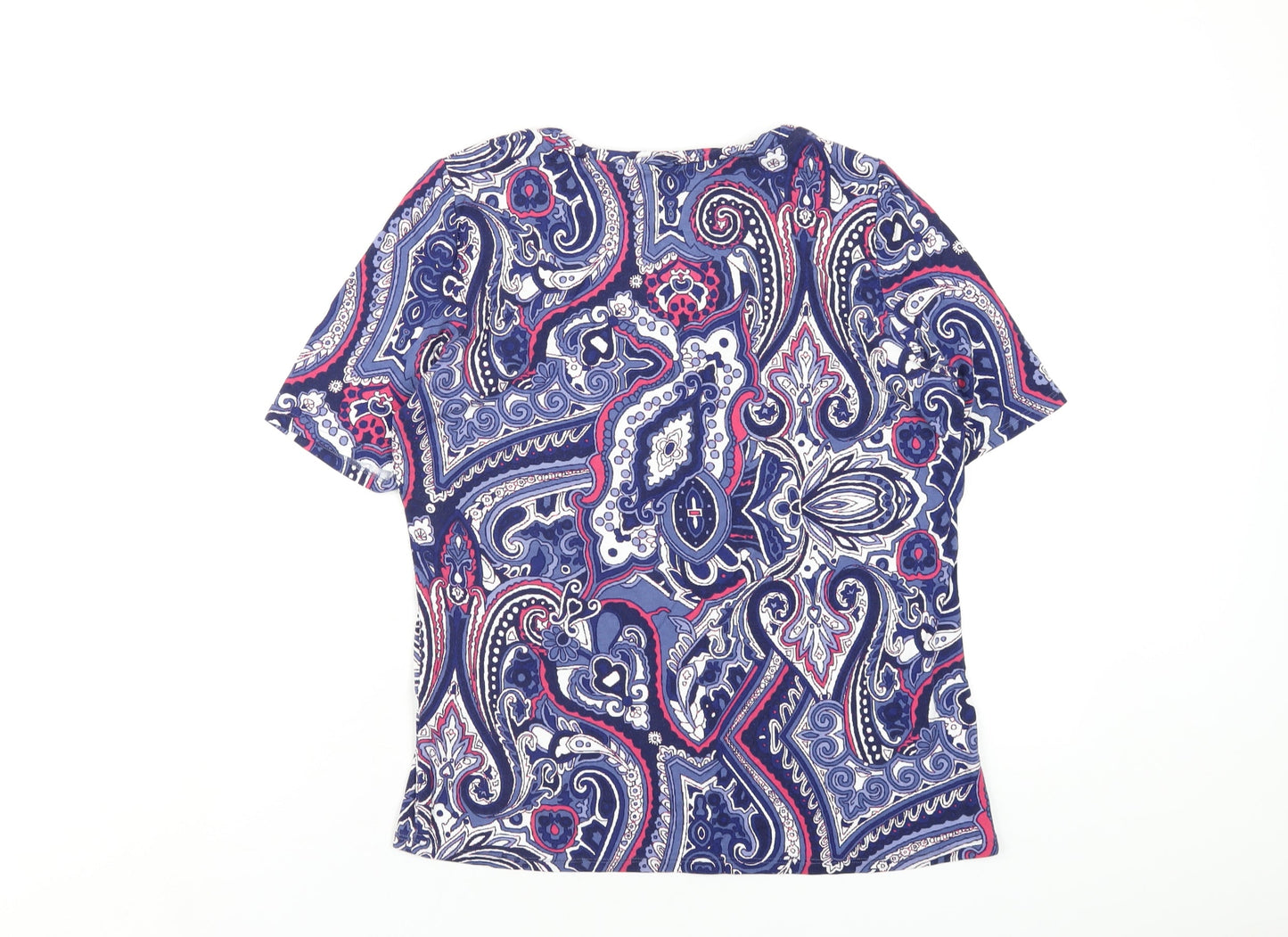 Classic Womens Multicoloured Geometric Viscose Basic T-Shirt Size 12 Round Neck