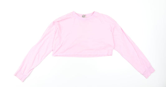 ASOS Womens Pink Cotton Cropped T-Shirt Size 8 Round Neck
