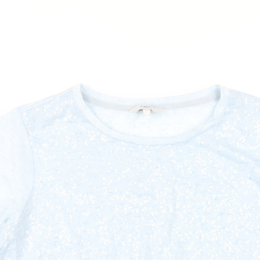 NEXT Womens Blue Polyester Basic T-Shirt Size 12 Round Neck