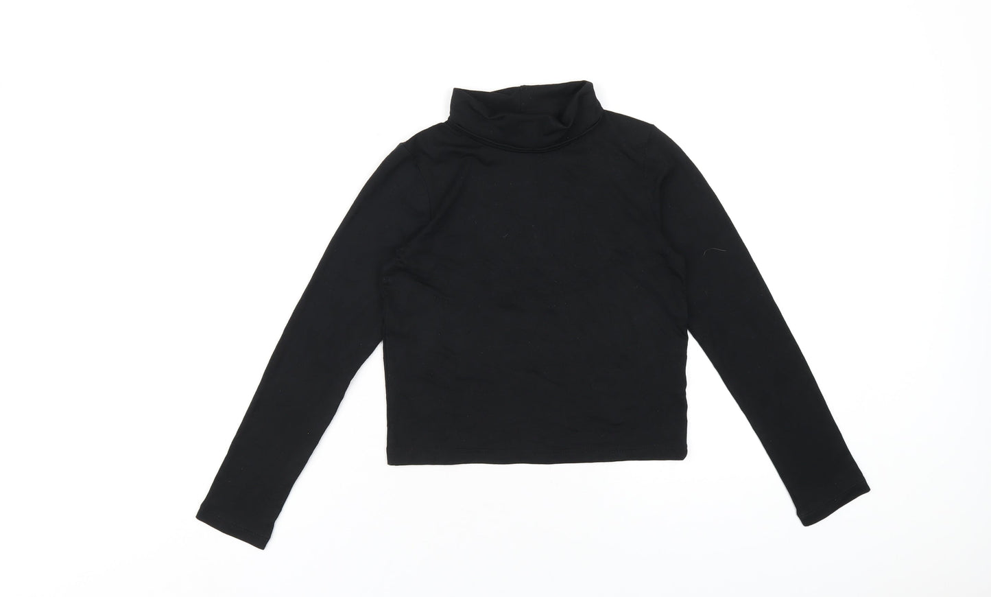 Beyond Retro Womens Black Polyester Basic T-Shirt Size S Roll Neck
