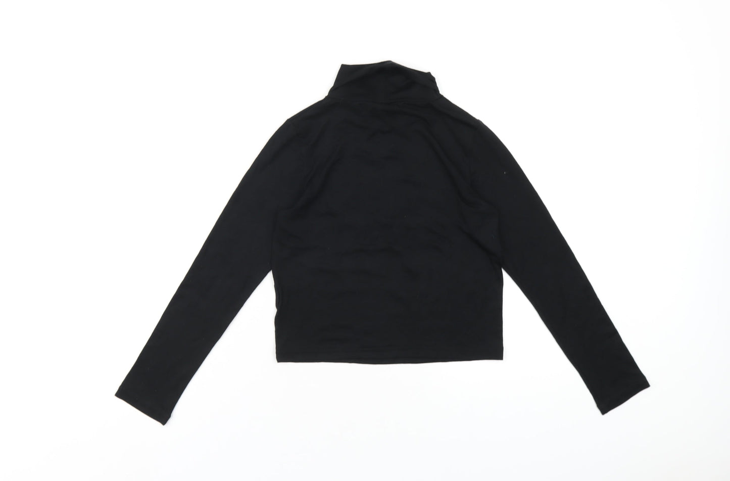 Beyond Retro Womens Black Polyester Basic T-Shirt Size S Roll Neck