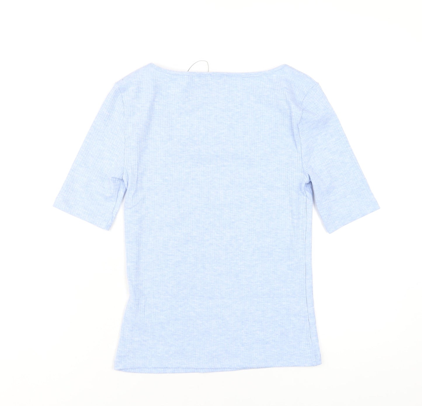 Marks and Spencer Womens Blue Polyester Basic T-Shirt Size 8 Square Neck