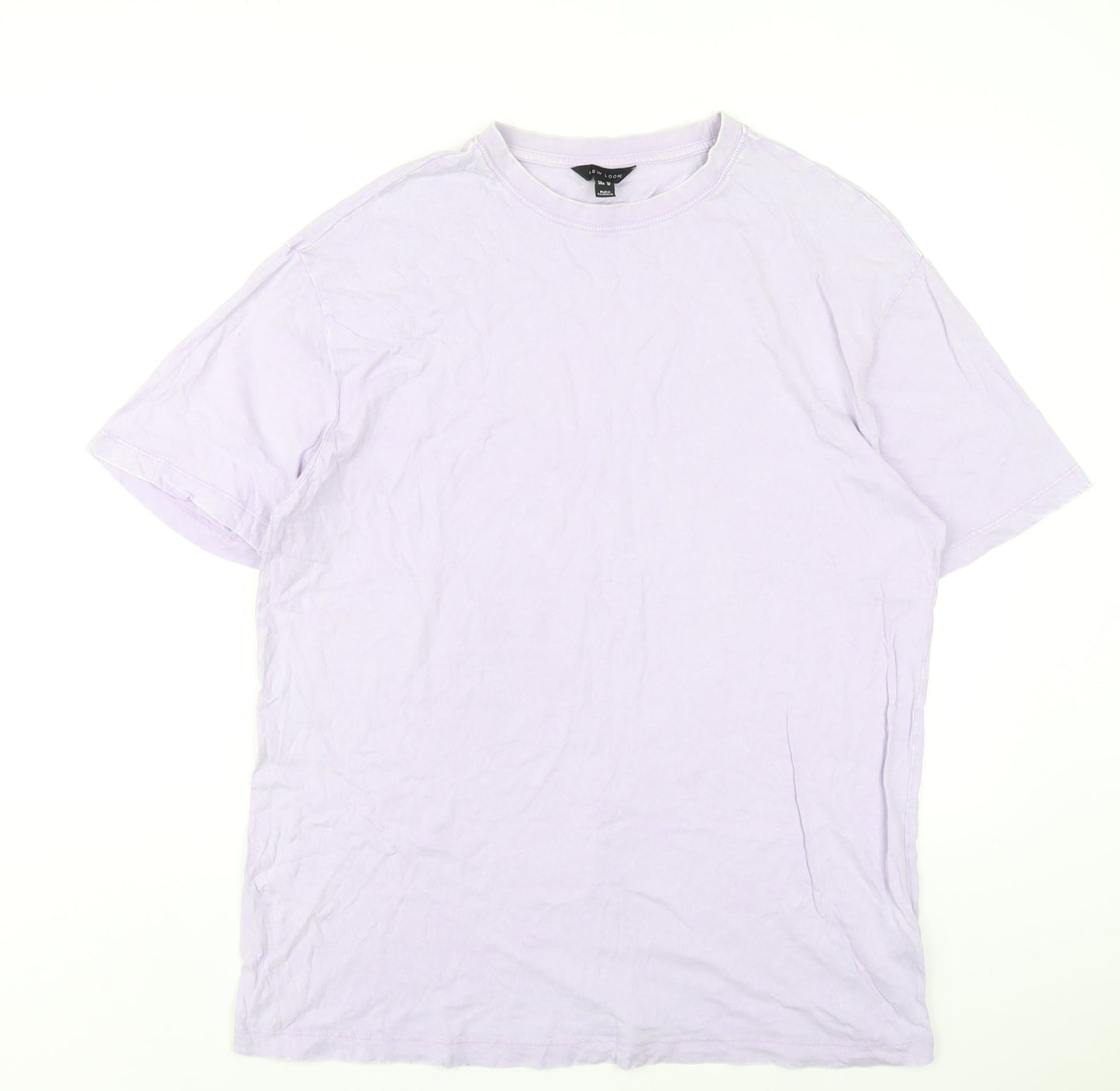 New Look Womens Purple Cotton Basic T-Shirt Size 14 Round Neck